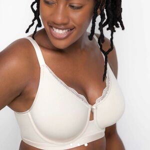 Curvy Couture Cotton Luxe unlined bra, 36DDD, color BLACK (beige shown in pic)